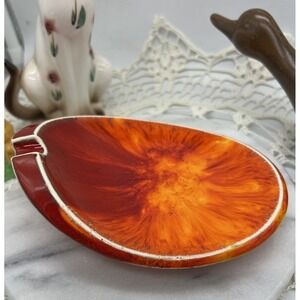 VTG 1950's MCM holland Mold ashtray Orange Red White Atomic Age